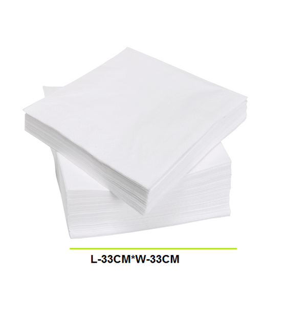 منديل أبيض للمائدة مقاس 33×33 سم التعبئة: 2000 منديل في الكرتون