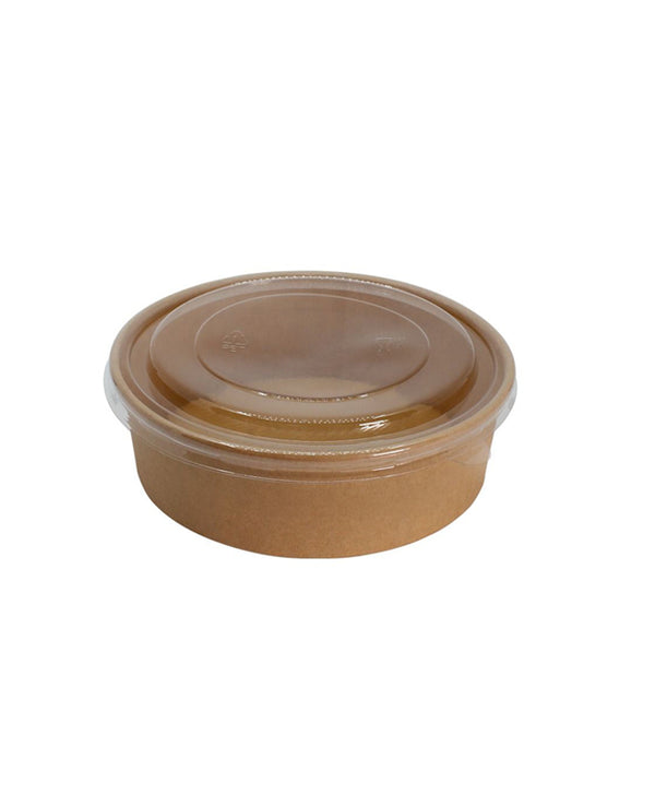 Kraft brown paper bowl with lid Size 42 ounces Diameter 184 mm Height 66 mm Quantity: 300 per carton