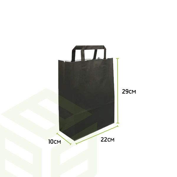 Black Paper Bags With Flat Handle Base 10 Length 29 Width 22 Quantity Per Carton 240 Bags
