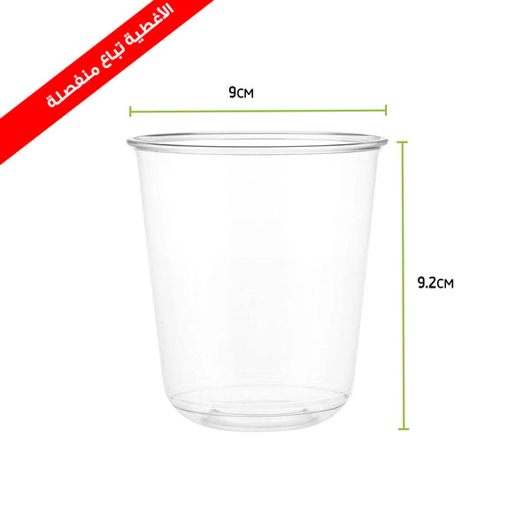 Transparent cup with black lid and red heart, curved bottom, 500 cups in a carton size (360 ml 12 ounces)