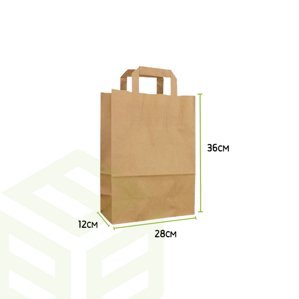 Brown Kraft Paper Bags With Flat Handle Base 12 Length 36 Width 28 Quantity Per Carton 200 Bags