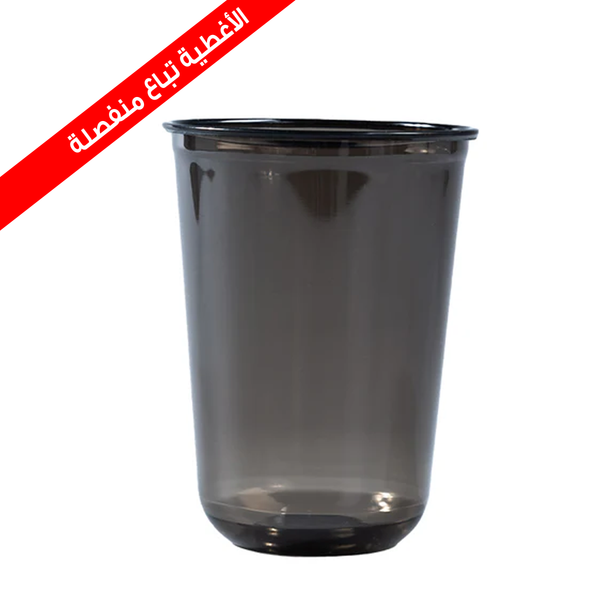 Transparent cup with black lid and red heart, curved bottom, 500 cups in a carton size (360 ml 12 ounces)