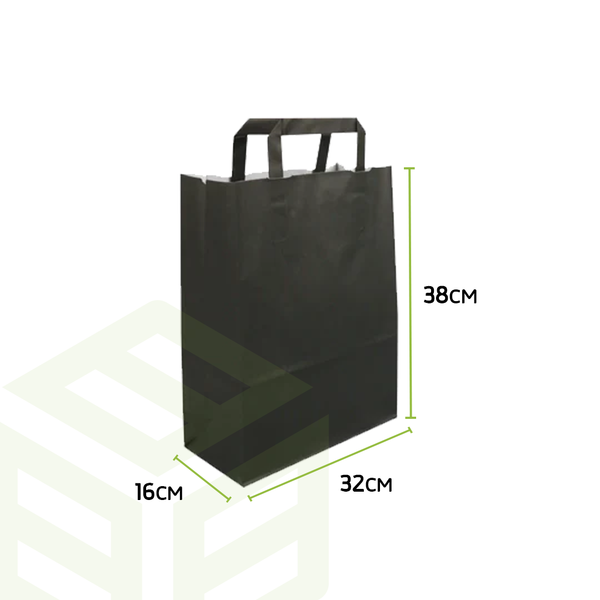 Black Paper Bags With Flat Handle Base 16 Length 40 Width 32 Quantity Per Carton 160 Bags