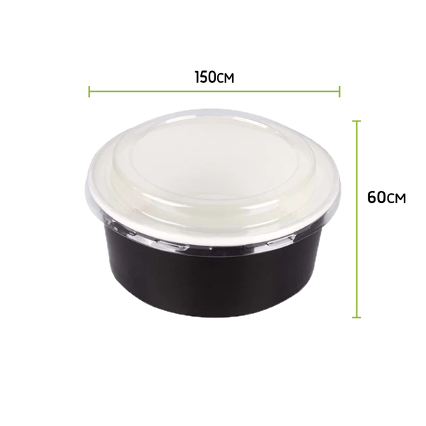 Black paper bowl with lid Size 24 ounces Diameter 142 mm Height 60 mm Quantity: 200 per carton