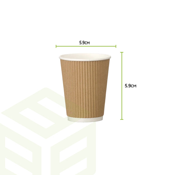 Double Layer Brown Corrugated Paper Cups (4 oz) 500 cups per carton