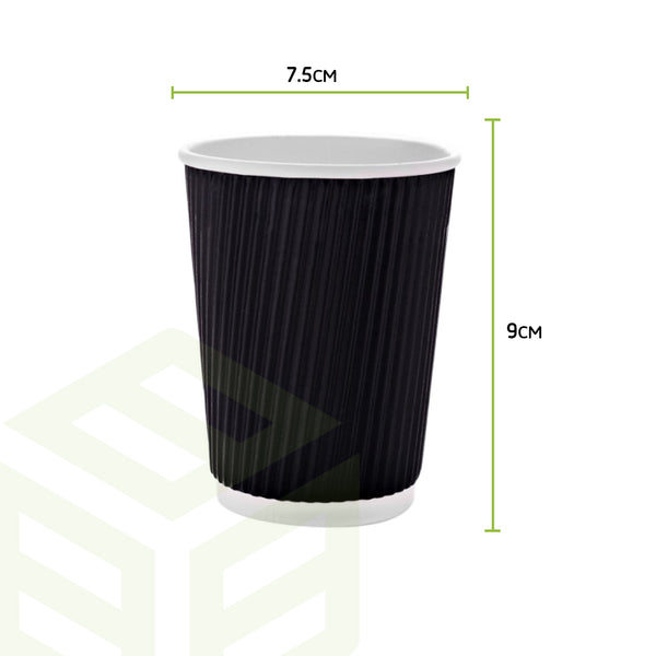 2-Ply Corrugated Black Paper Cups (8oz) 500 cups per carton
