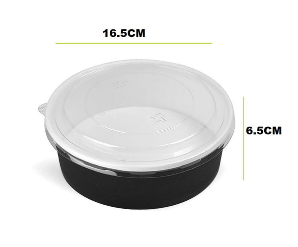 Black paper bowl with lid Size 32 ounces Diameter 165 mm Length 66 mm Quantity 300 bowls per carton