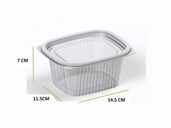 A transparent plastic container with a transparent lid, size 600 ml - packing: 650/carton