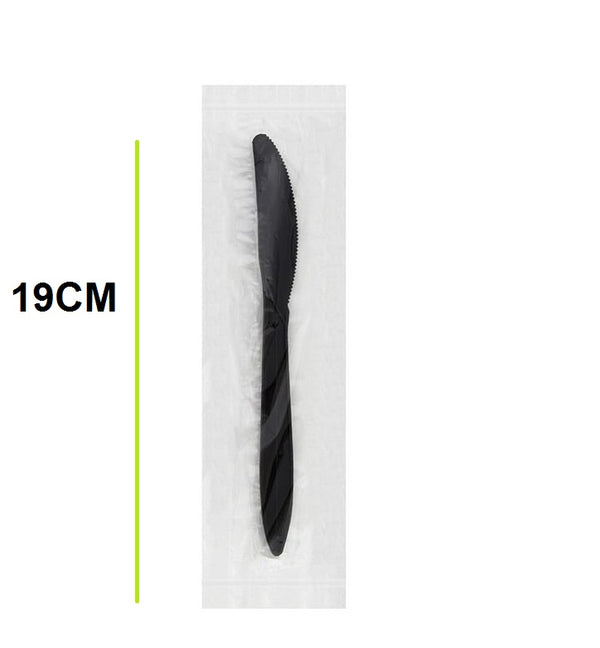 Black coated knife length 19 cm Quantity: 1000 per carton