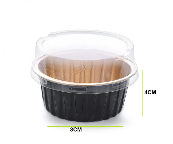 Round aluminum cans with a transparent lid, black color and golden inside, Capacity: 125 ml, Quantity: 360 per carton