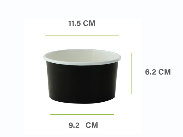 Black paper bowl with lid Size 12 ounces Diameter 115 mm Height 62 mm Quantity: 1000 per carton