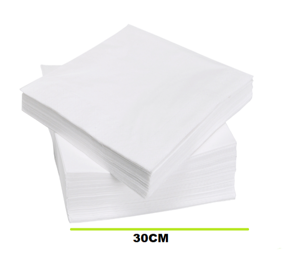 منديل أبيض للمائدة مقاس 30×30 سم التعبئة: 4000 منديل في الكرتون