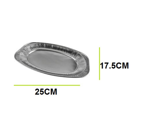 صحن المنيوم بيضاوي (وسط) الطول: 25 سم العرض: 17.5 سم التعبئة : 150 في الكرتون